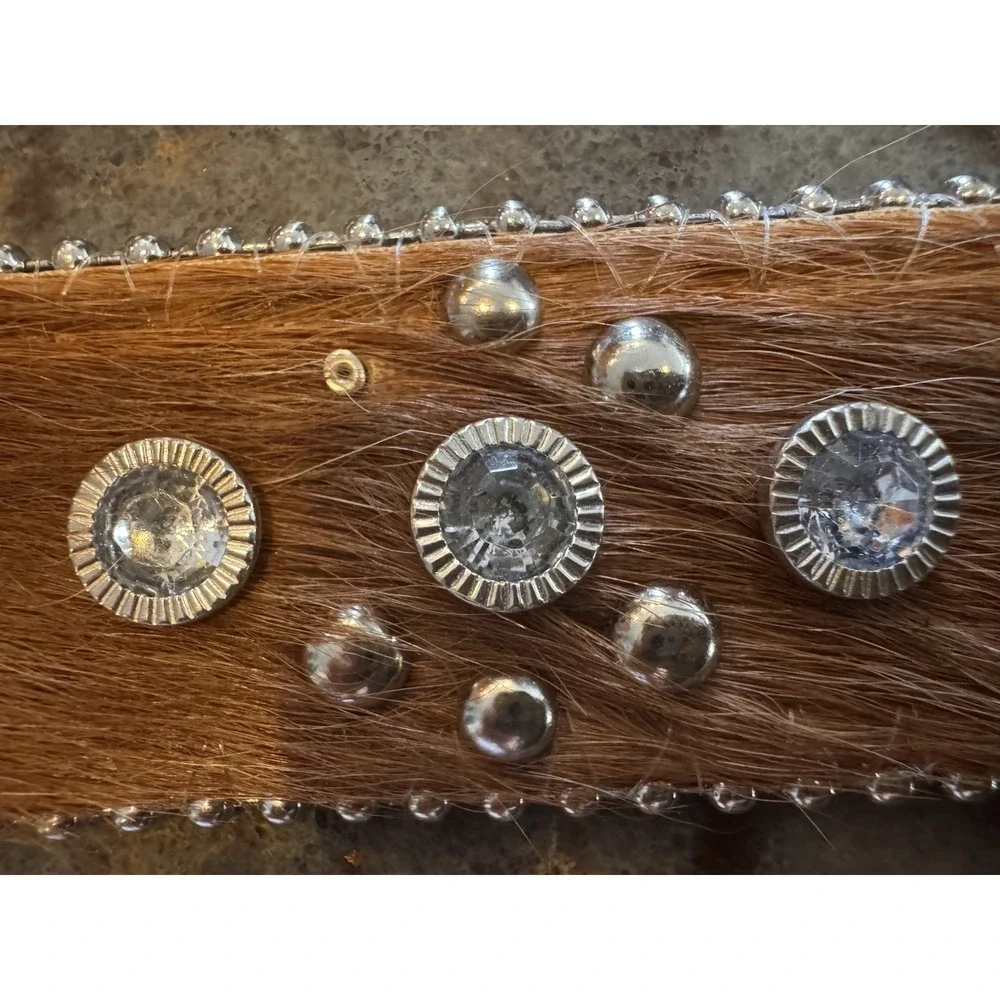Western Rhinestone Cowhide Belt Hair On Hide Bling Cowgirl Rodeo‎ Montana West